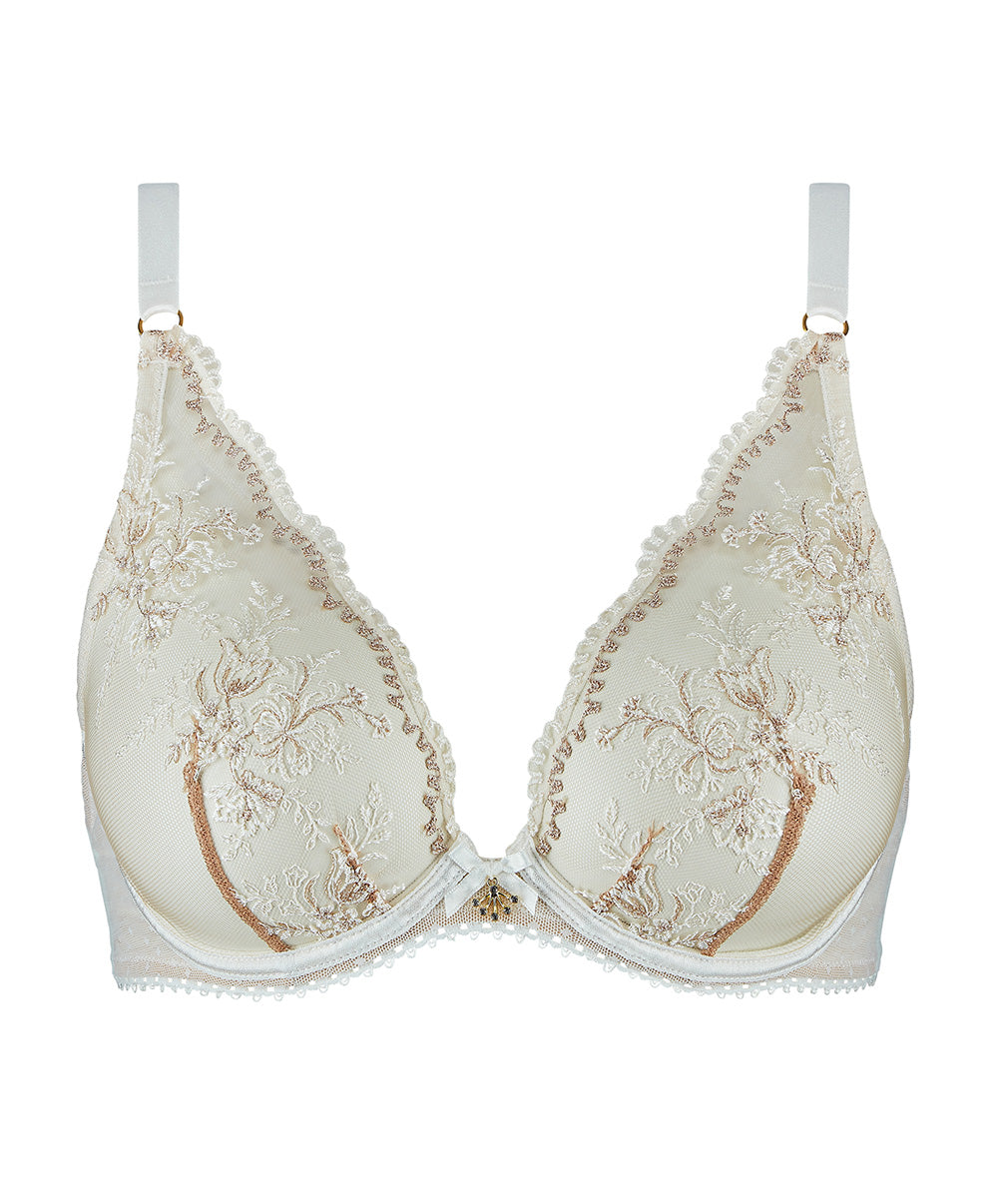 Soutien-gorge triangle plunge Trésor Infini white wind Aubade IDF12-WHIW