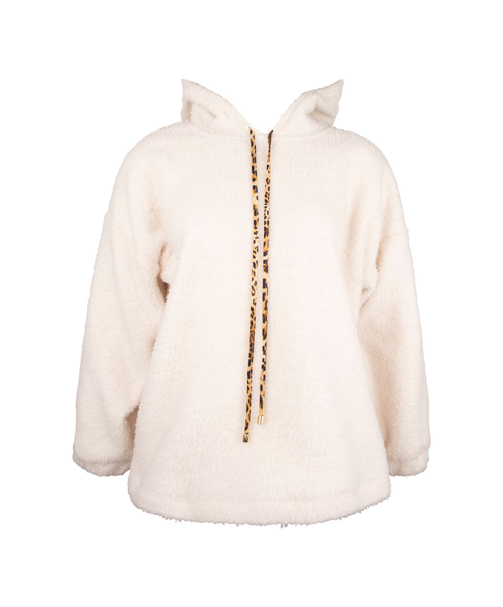 Sweat à capuche en fourrure Antigel de Lise Charmel Libre Panthère fauve et noir ELH5738-FN