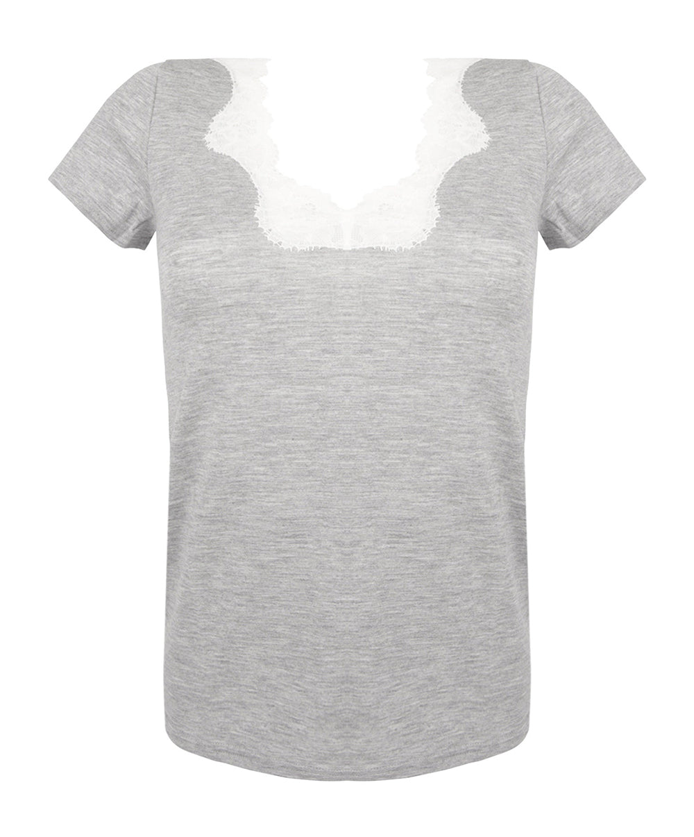 T-shirt manches courtes col en V Antigel de Lise Charmel Simply Perfect chiné gris ENA9106-CG