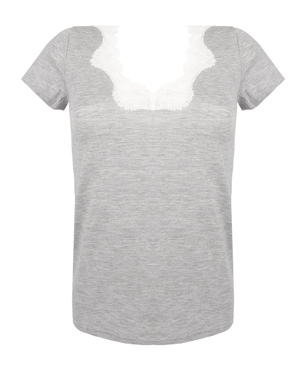 T-shirt manches courtes col en V Antigel de Lise Charmel Simply Perfect chiné gris ENA9106-CG