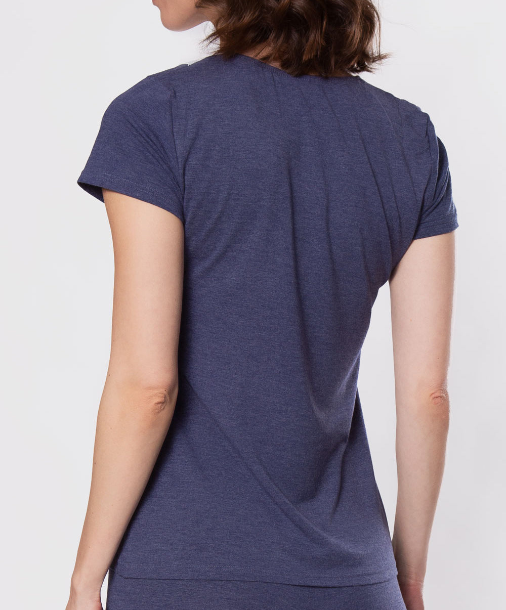 T-shirt manches courtes col en V Antigel de Lise Charmel Simply Perfect bleu chiné ENA9106-BN