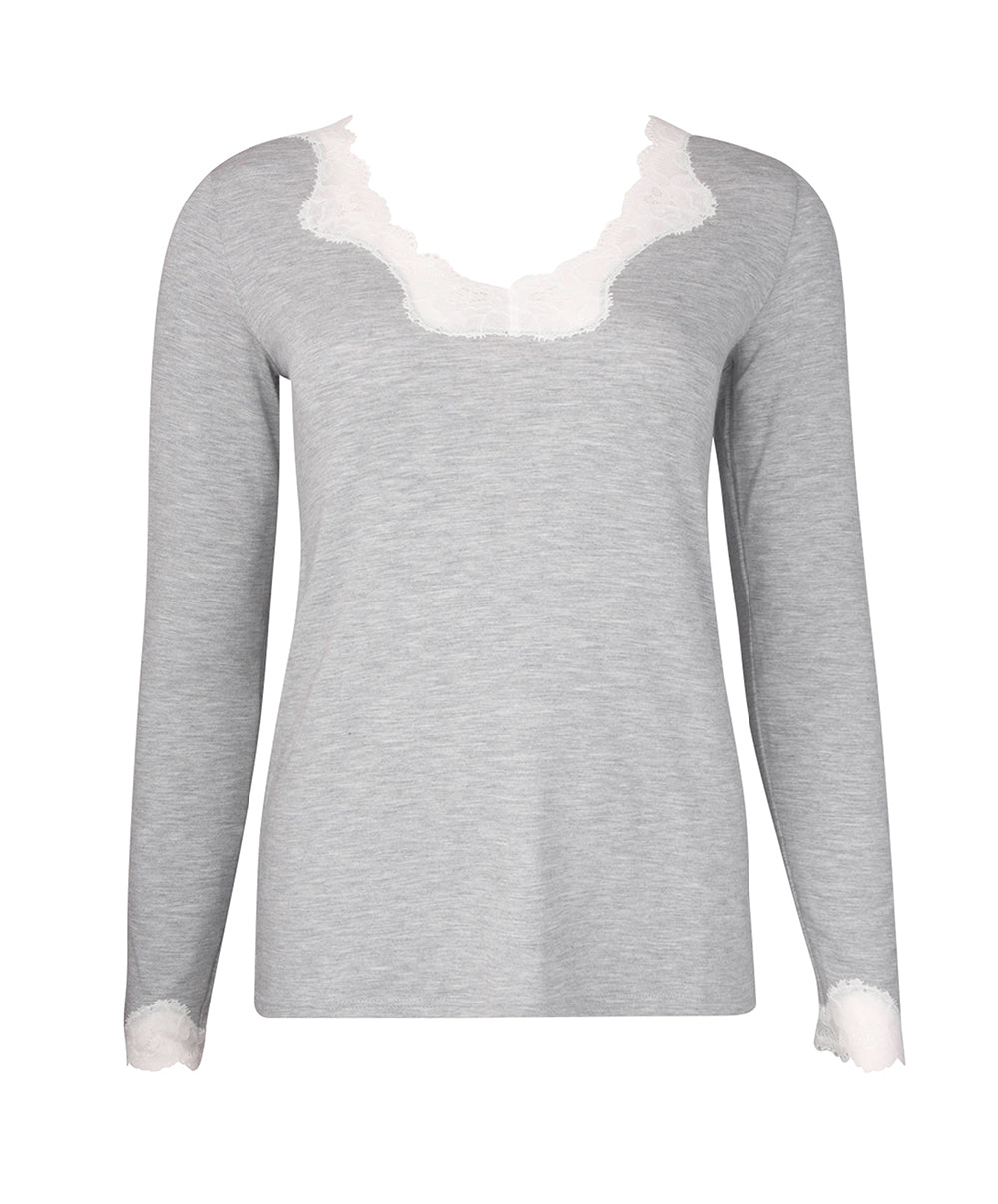 T-shirt manches longues col V Antigel de Lise Charmel Simply Perfect chiné gris ENA2006-CG