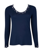 T-shirt manches longues col V Antigel de Lise Charmel Simply Perfect bleu marine ENA2006-BM