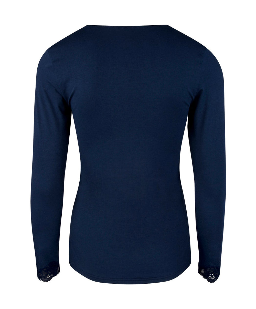 T-shirt manches longues col V Antigel de Lise Charmel Simply Perfect bleu marine ENA2006-BM