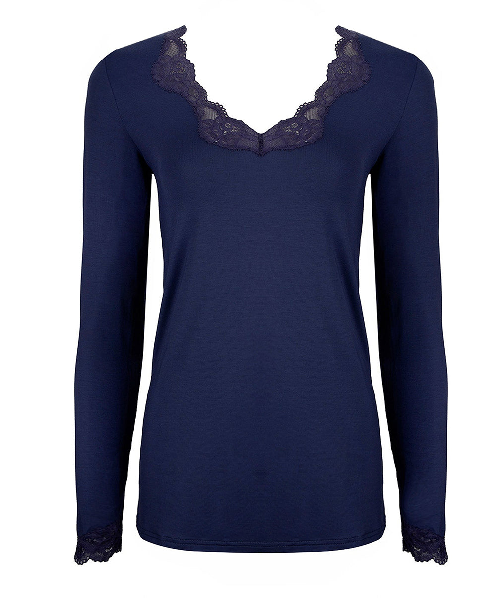 T-shirt manches longues col V Antigel de Lise Charmel Simply Perfect bleu purple ENA2006-BP