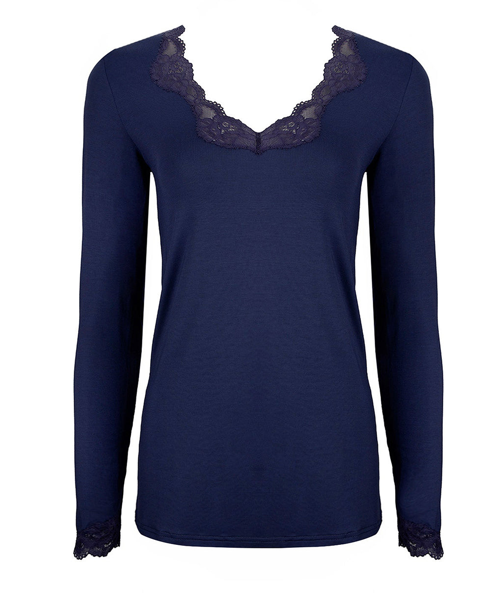 T-shirt manches longues col V Antigel de Lise Charmel Simply Perfect bleu purple ENA2006-BP