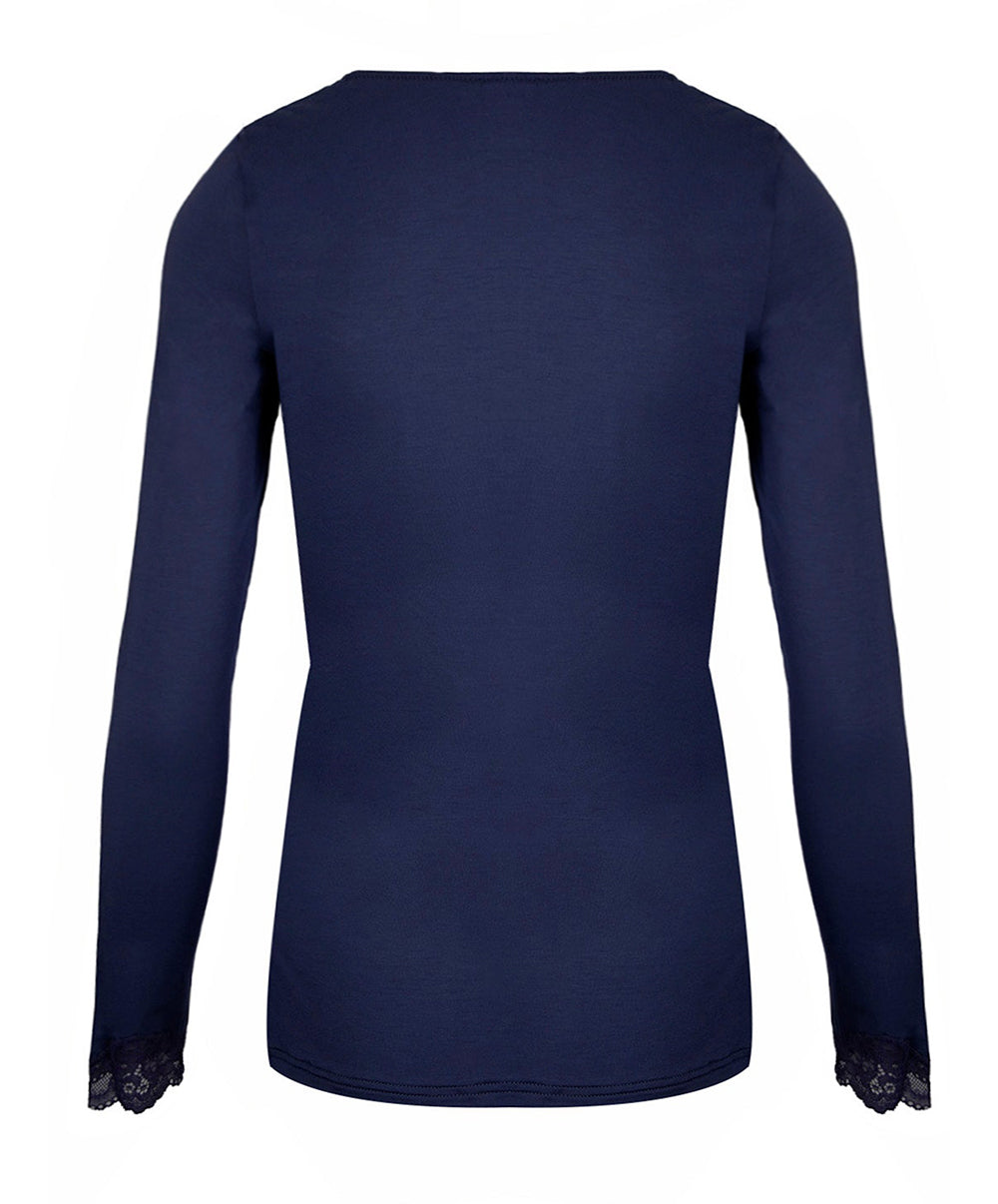 T-shirt manches longues col V Antigel de Lise Charmel Simply Perfect bleu purple ENA2006-BP