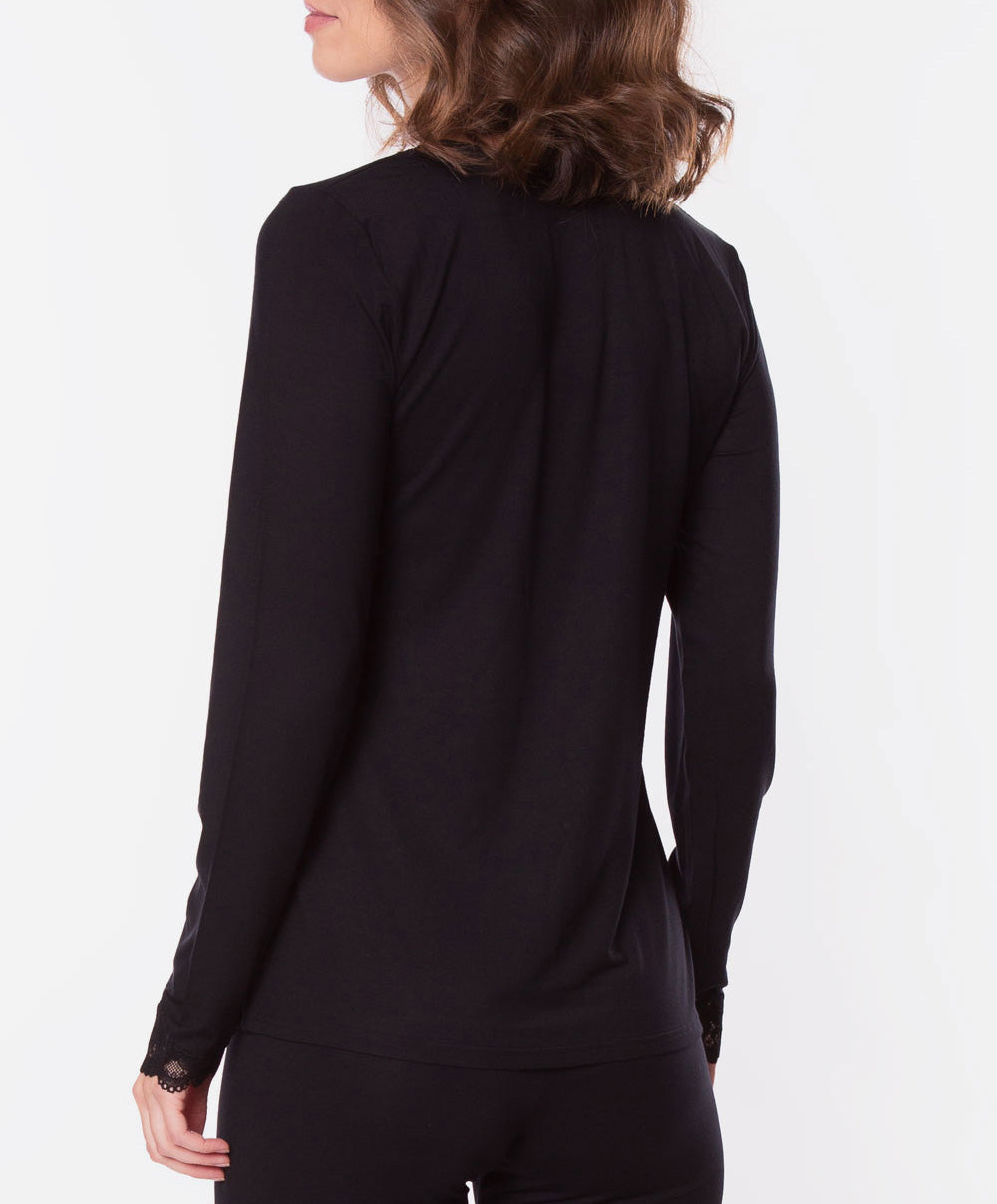T-shirt manches longues col V Antigel de Lise Charmel Simply Perfect noir ENA2006-NO face