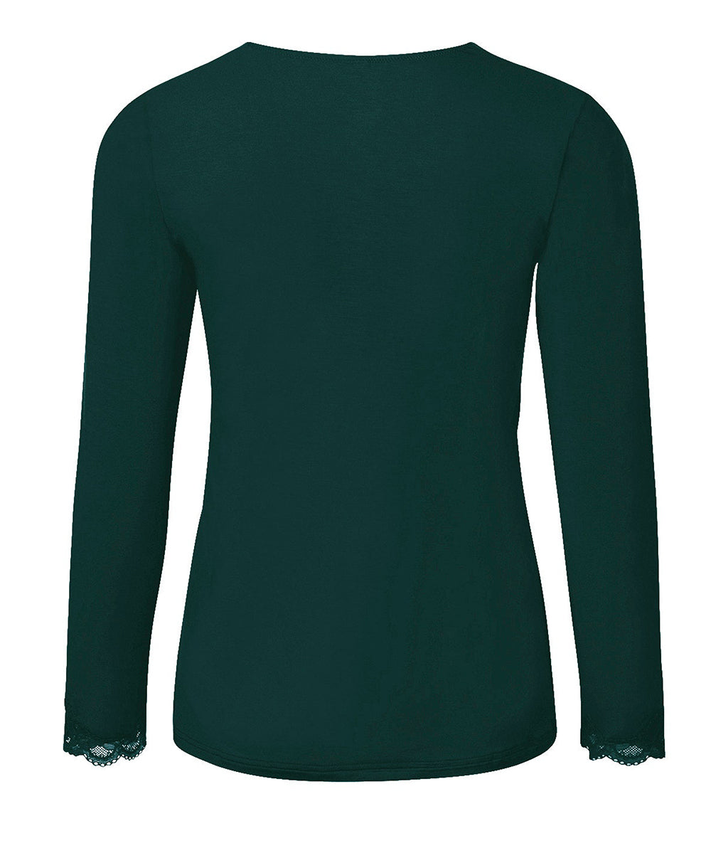 T-shirt manches longues col V Antigel de Lise Charmel Simply Perfect vert anglais ENA2006-VA 101