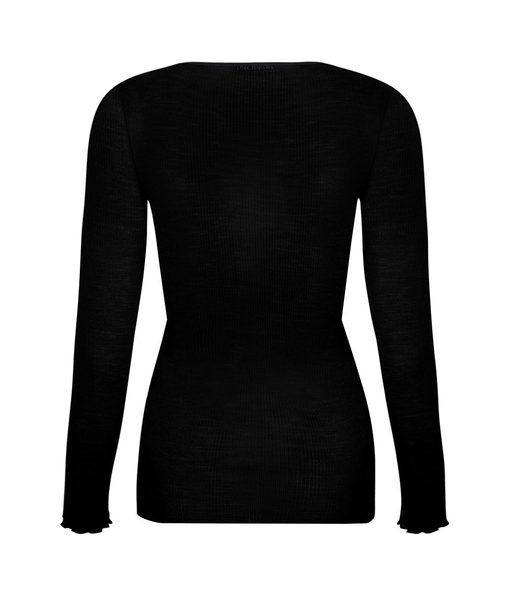 T-shirt manches longues laine et soie "Bien-être" Lise Charmel Plaisir Caresse noir ANJ9010-NO