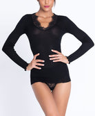 T-shirt manches longues laine et soie "Bien-être" Lise Charmel Plaisir Caresse noir ANJ9010-NO