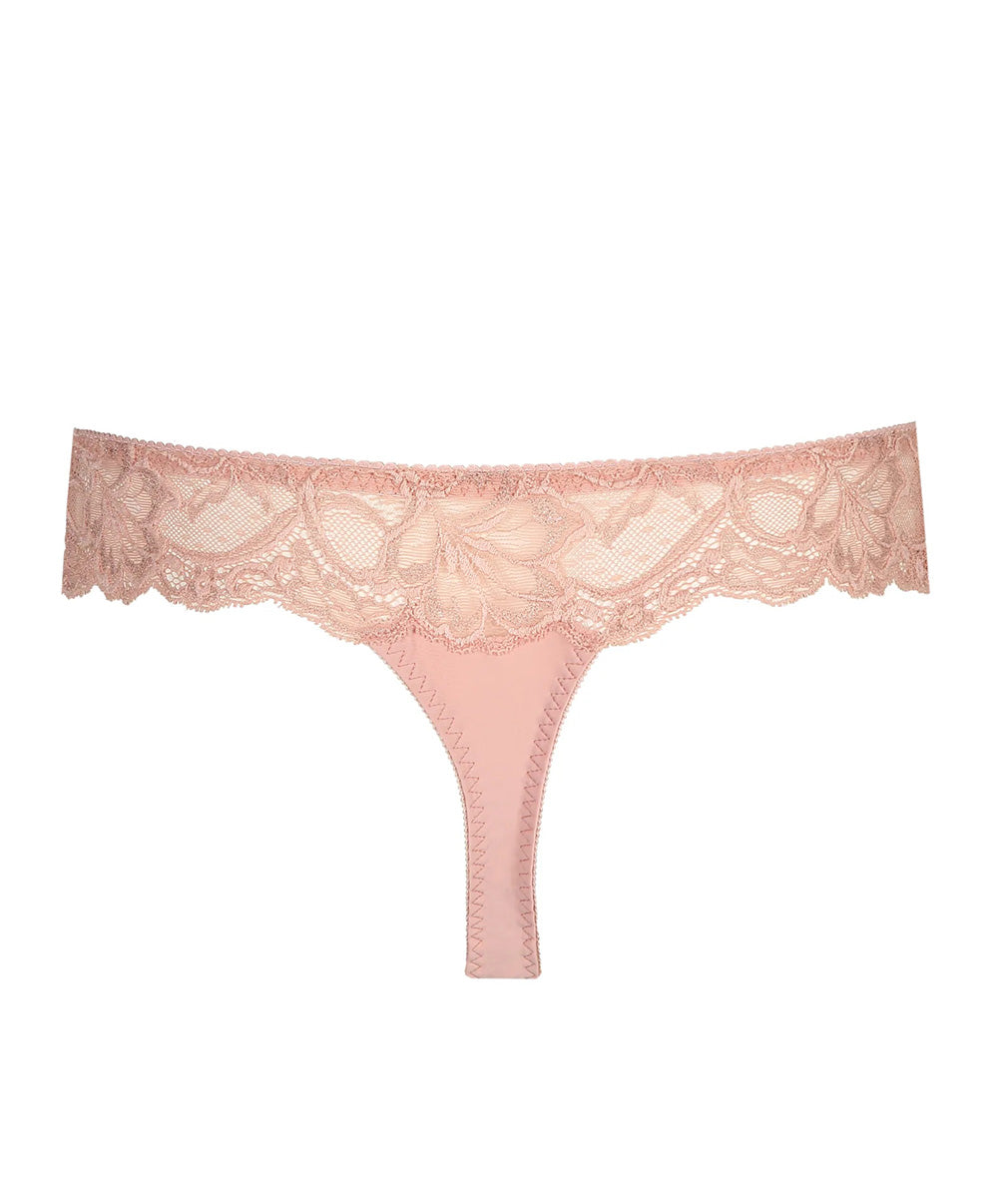 Tanga dentelle PrimaDonna Madison rose poudré 0662125-PWD
