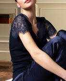 Top manches courtes laine et soie "Bien-être" Lise Charmel Plaisir Caresse pierre bleu ANJ9110-PB