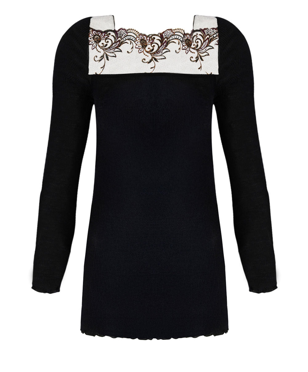 Top manches longues laine et soie bien-être Charme Secret noir Lise Charmel ANJ2133-CN 12