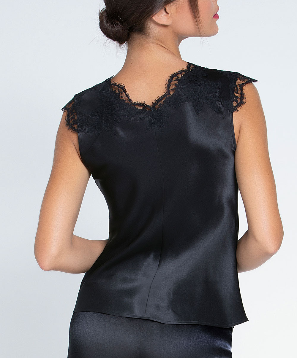 Top mode en soie Lise Charmel Splendeur Soie noir ALC4180-NO