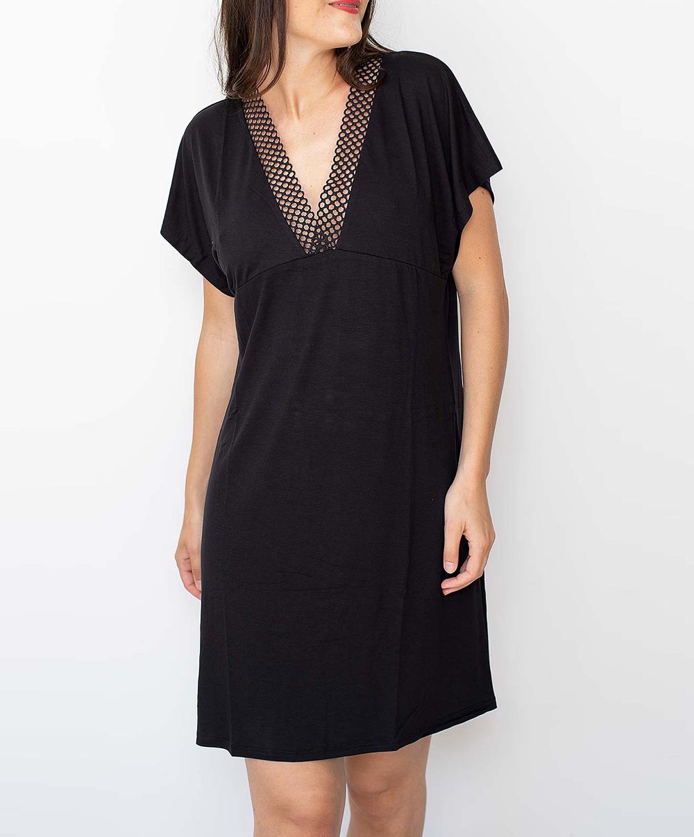 Tunique de plage La Double Mix noir Antigel Bain ESA4450-NO face