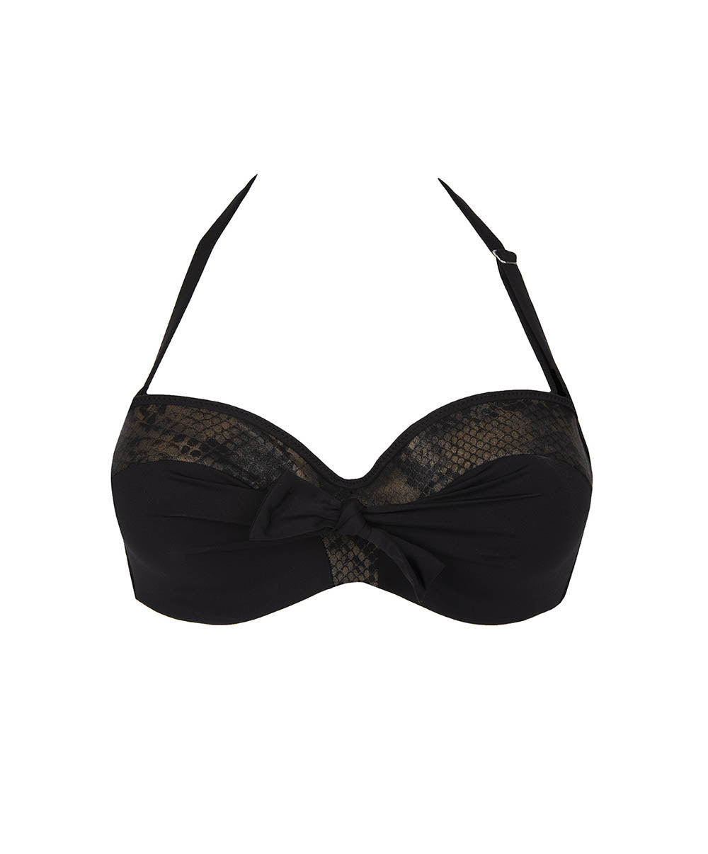 Haut de maillot de bain bandeau coque La rebelle chic Python or Antigel Bain EBB7125-PO