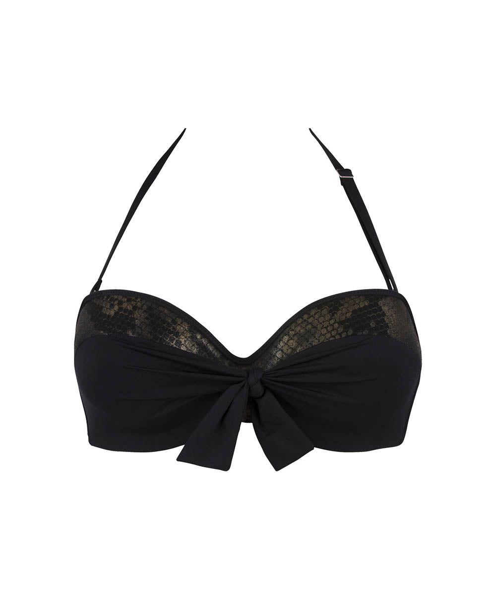 Haut de maillot de bain bandeau coque La rebelle chic Python or Antigel Bain EBB7125-PO
