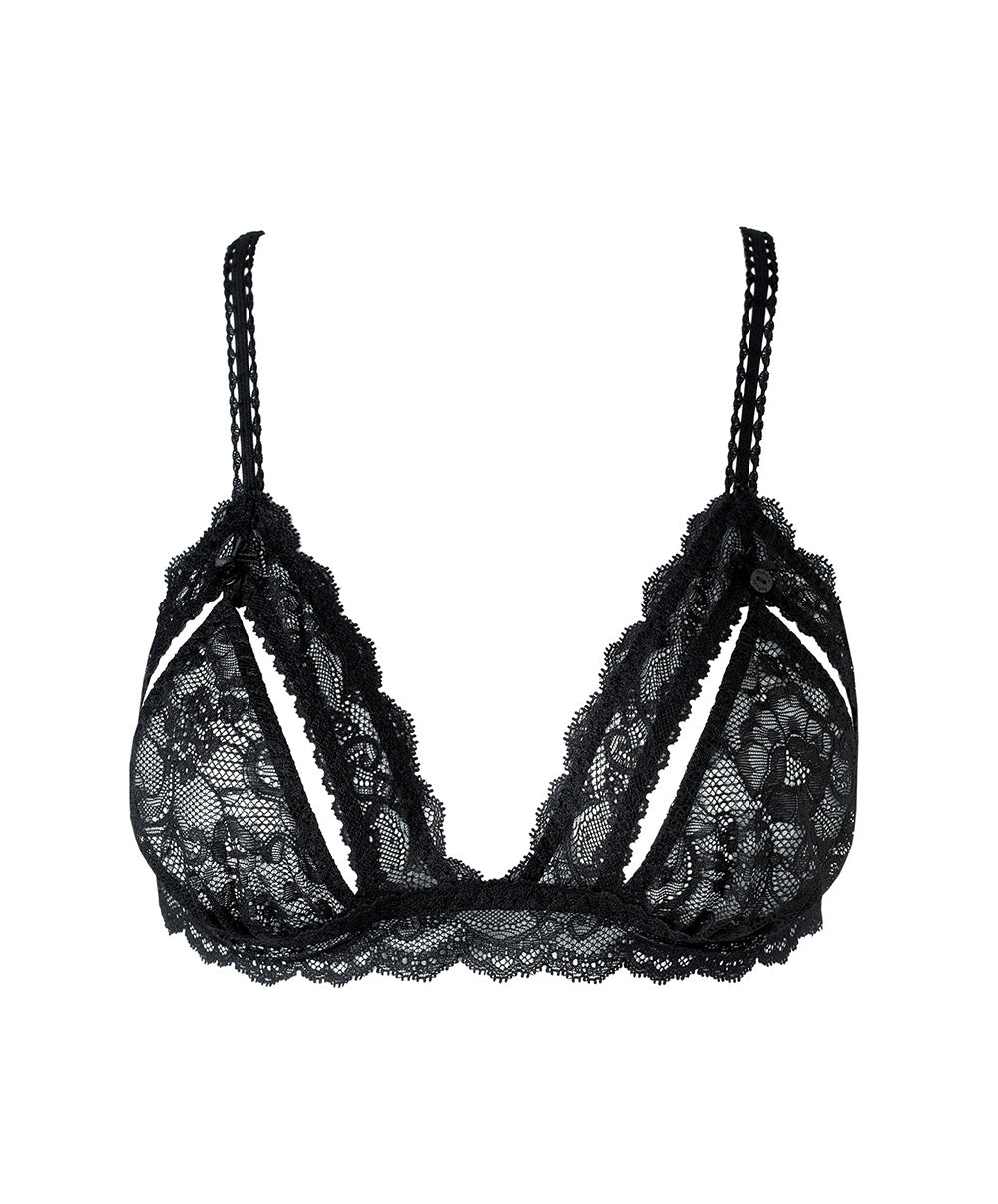 Soutien-gorge-Triangle-Open-up-Noir-Boîte-à-Désir-Aubade-Face-P010 noir et blanc