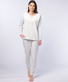 LINGERIE : Pyjama chaud ensemble HYPNO PYK2 gris chiné