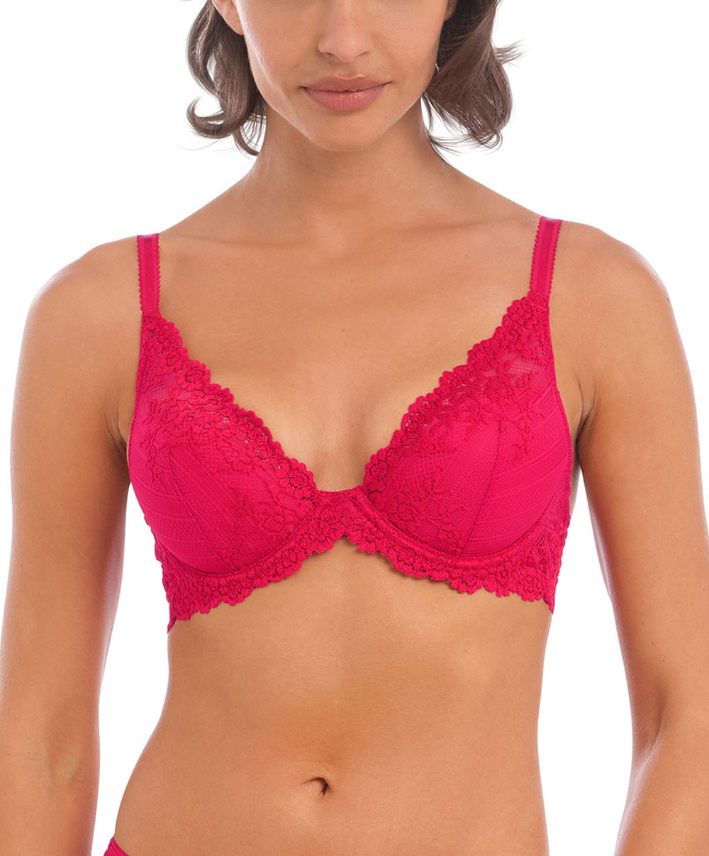 Triangle plunge bra with wires Embrace Lace persian red WACOAL