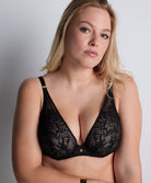 Soutien-gorge triangle à armatures Aubade Love Soul 4AF12 en dentelle florale noire – lingerie sensuelle et confortable