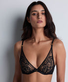 Soutien-gorge triangle à armatures Aubade Love Soul 4AF12 en dentelle florale noire – lingerie sensuelle et confortable