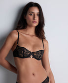 Soutien-gorge corbeille à armatures Aubade Love Soul 4AN14 en dentelle florale noire – lingerie élégante et sensuelle