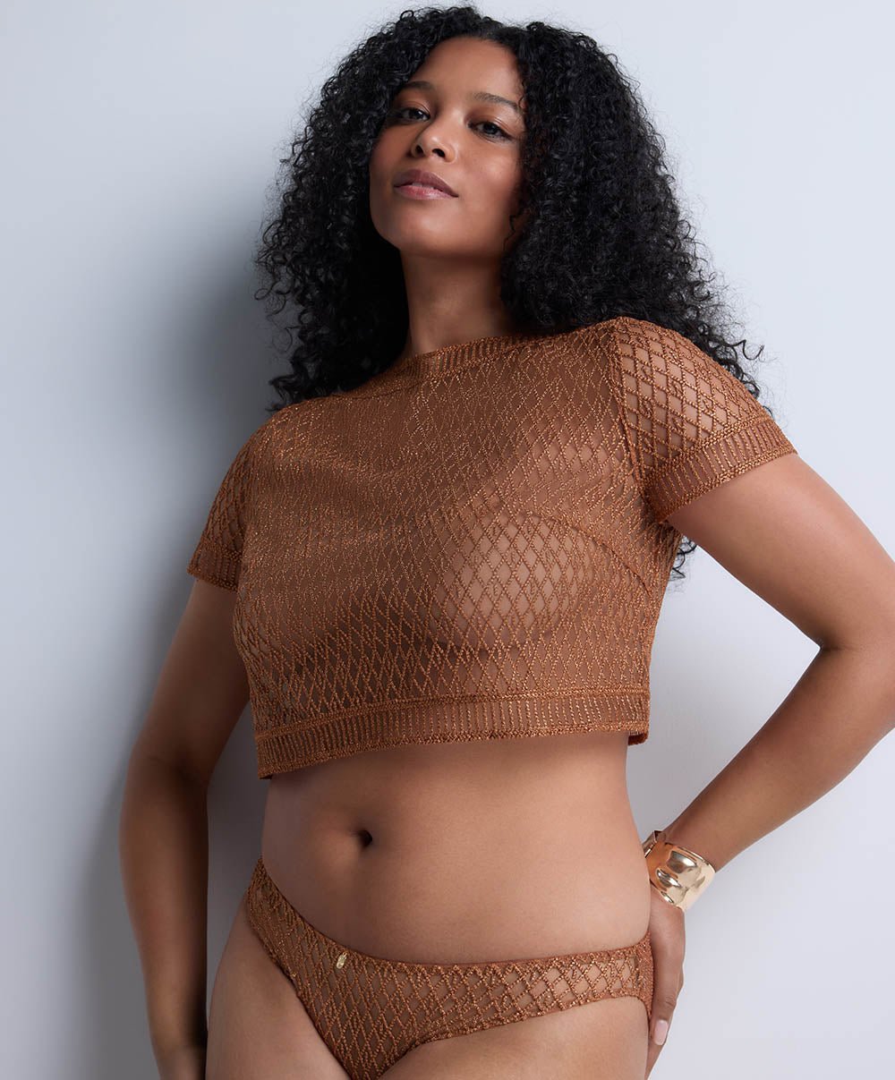 Top prêt à porter col bateau Stardust dream Amber gold Aubade 4D48-AMBG