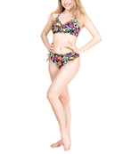 Bas de maillot de bain slip à coulisses La Muse en Fleurs bouquet radieux noir Antigel Bain FBB0630-BR
