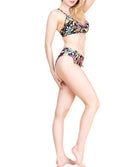 Bas de maillot de bain slip à coulisses La Muse en Fleurs bouquet radieux noir Antigel Bain FBB0630-BR