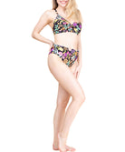 Bas de maillot de bain slip à revers La Muse en Fleurs bouquet radieux noir Antigel Bain FBB0330-BR
