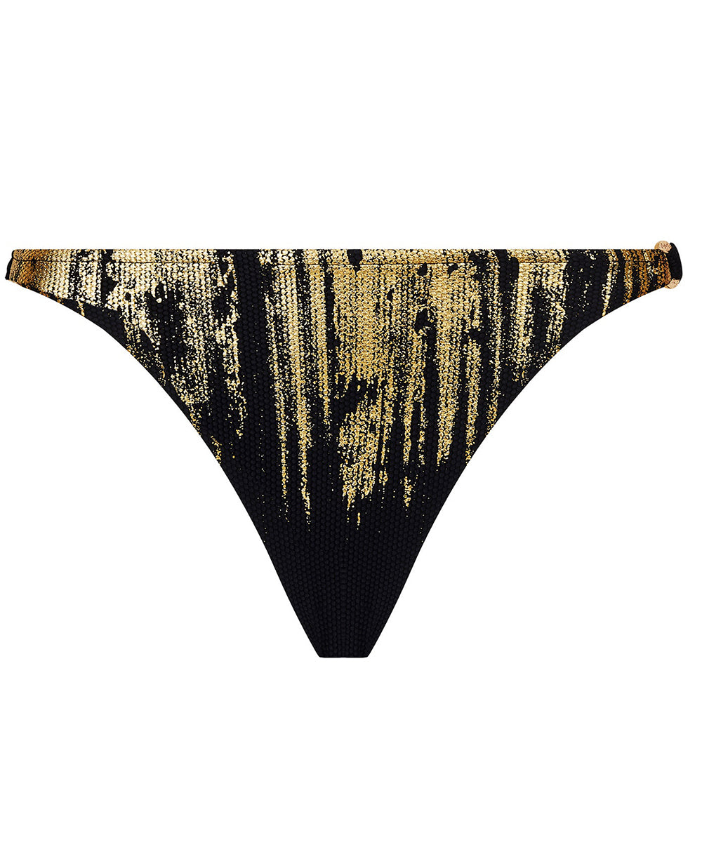 Bas de maillot de bain slip bikini Lise Charmel bain Feuille d'Or noir et or ABB0179-ON 100