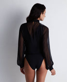 Body aubade 1m84-D noir en mousseline de soie