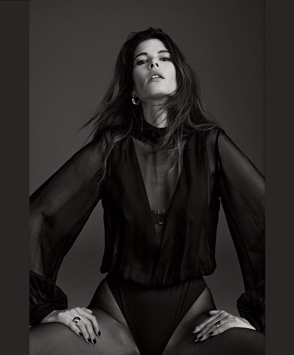 Body aubade 1m84-D noir en mousseline de soie