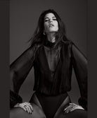 Body aubade 1m84-D noir en mousseline de soie