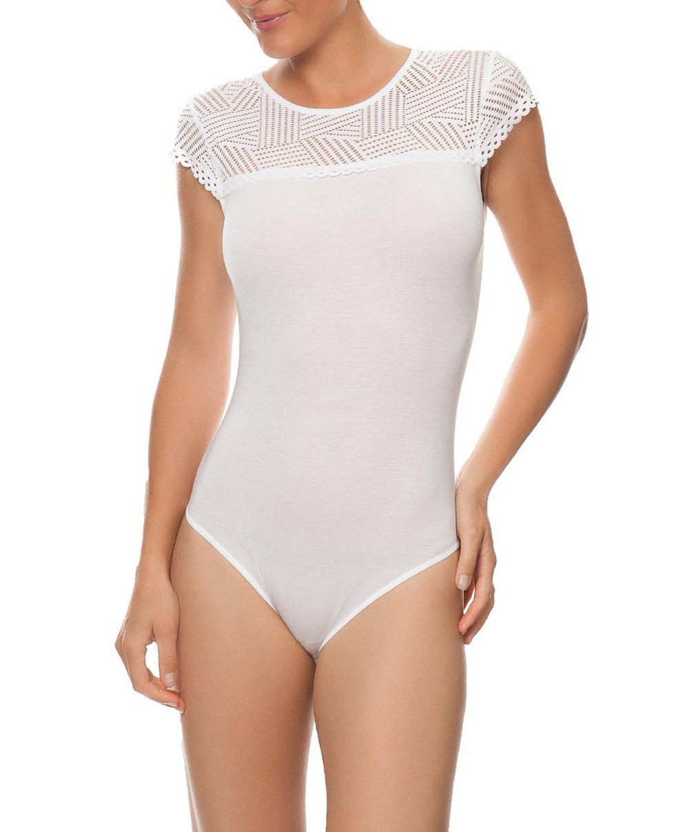 Body à manches courtes Antigel de Lise Charmel Tressage Graphic blanc ELC5237-TB