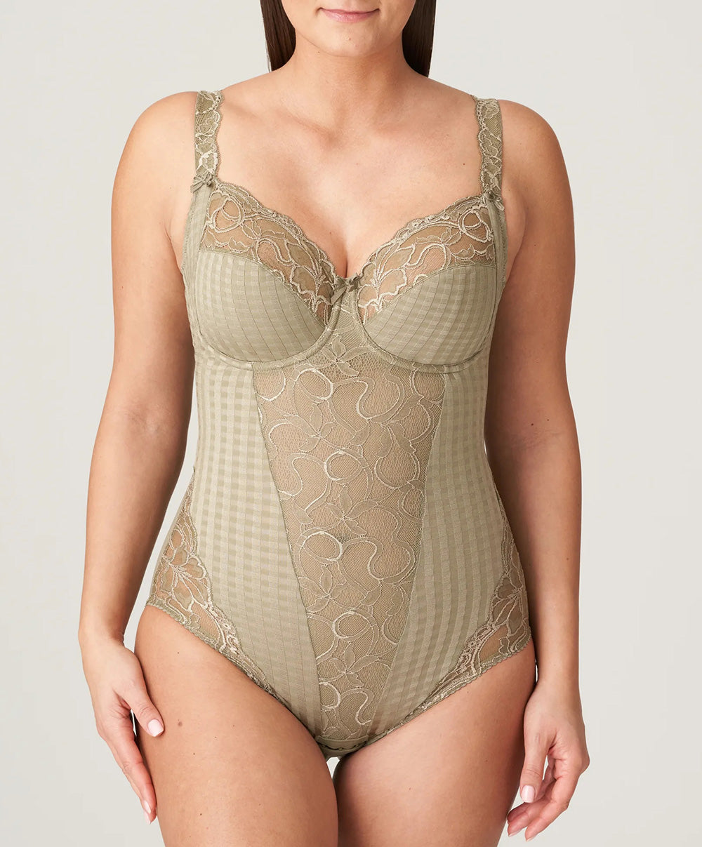 Body galbant à bonnets emboitants dentelle PrimaDonna Madison golden olive 0462120-GOO