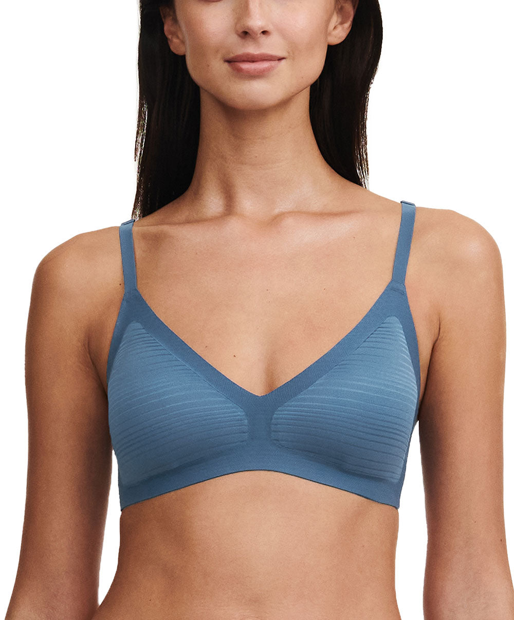Bralette à coques bleue denim Chantelle Soft Stretch Stripes bleu jeans C20D10-00C