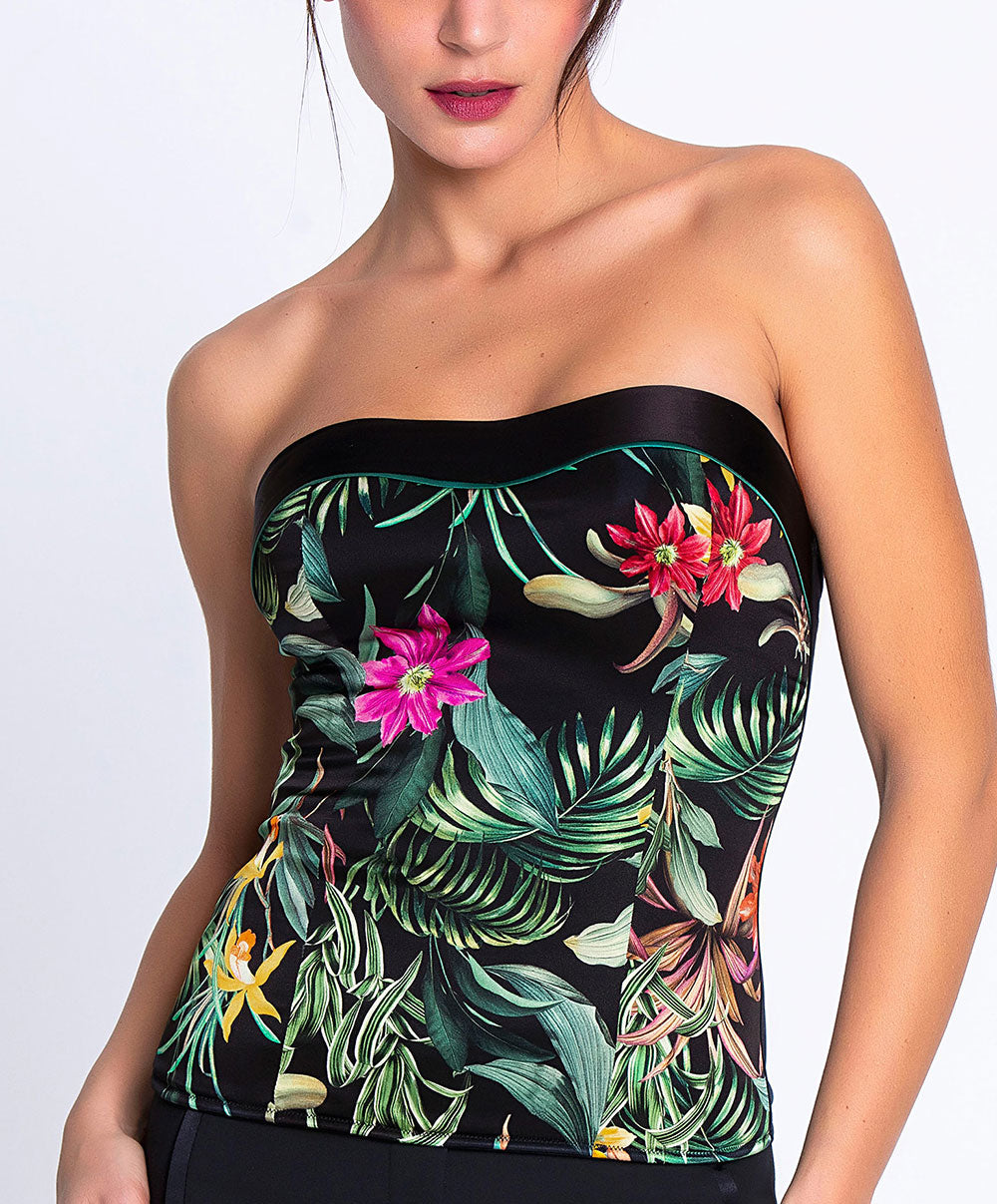 Bustier en satin de soie Lise Charmel Fleurs Étoiles éclat étoile (noir et multicolore) ACH4496-EE