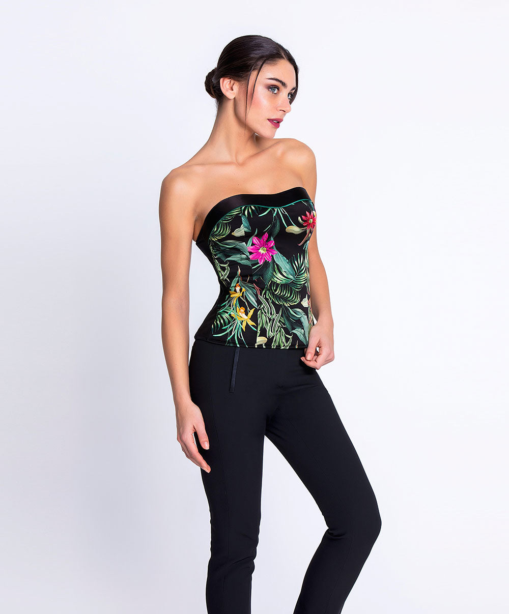 Bustier en satin de soie Lise Charmel Fleurs Étoiles éclat étoile (noir et multicolore) ACH4496-EE