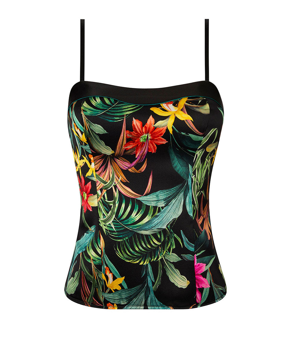 Bustier en satin de soie Lise Charmel Fleurs Étoiles éclat étoile (noir et multicolore) ACH4496-EE