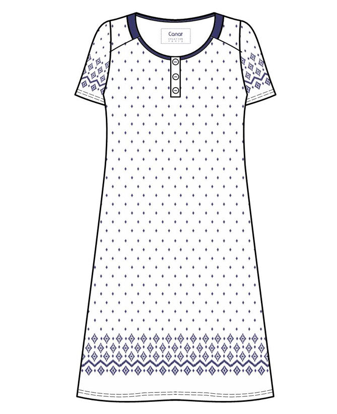 Chemise de nuit d'été en coton  Canat blanc