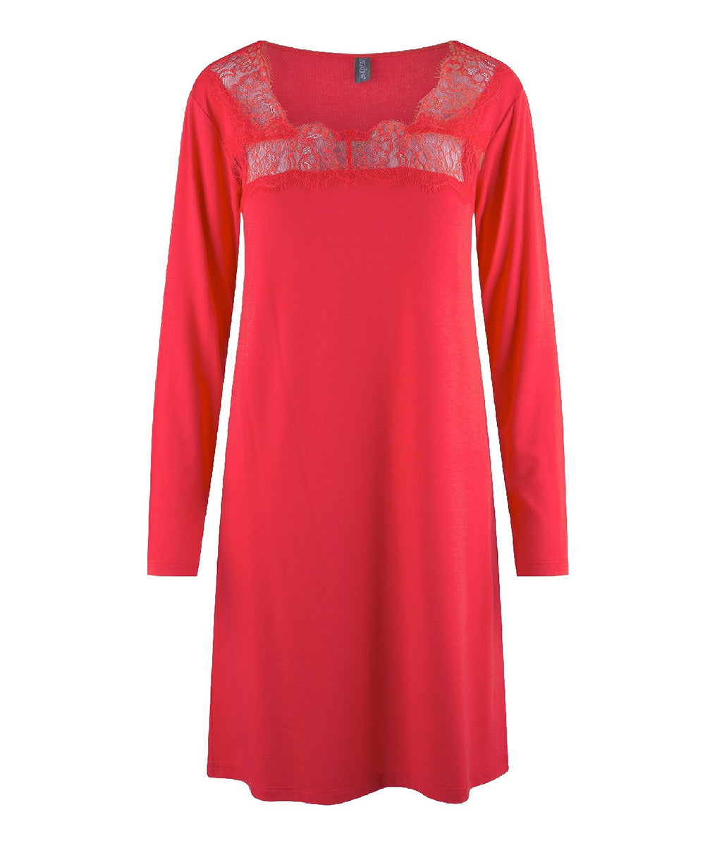 Chemise en viscose et dentelle rouge cerise Lingadore Lingadore nightwear 7605-164-CERI