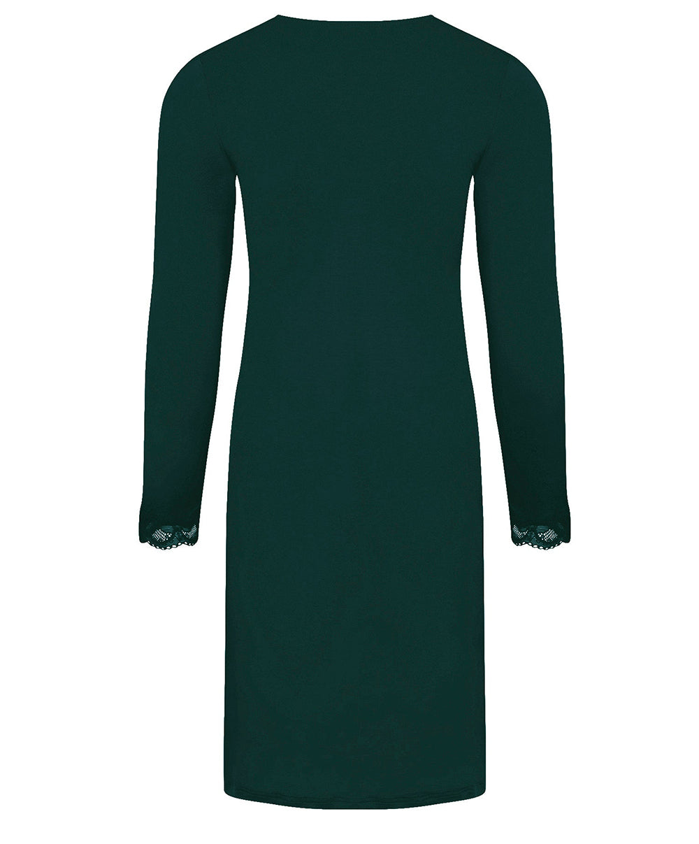 Chemise de nuit manches longues col en V Antigel de Lise Charmel Simply Perfect vert anglais ENA1306-VA