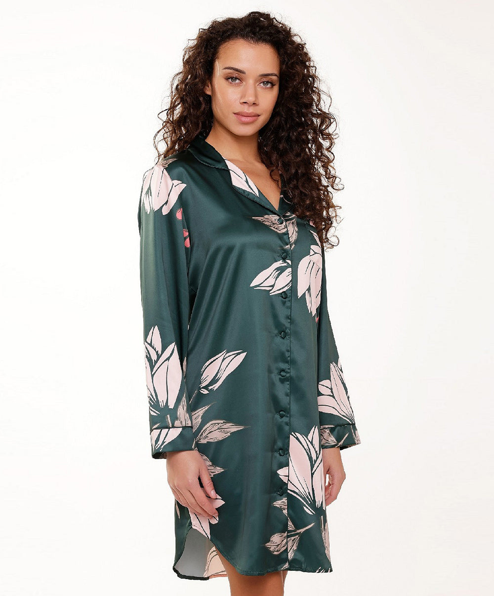 Chemise de nuit satin imprimé fleurs Lingadore 7620-17-PRINT