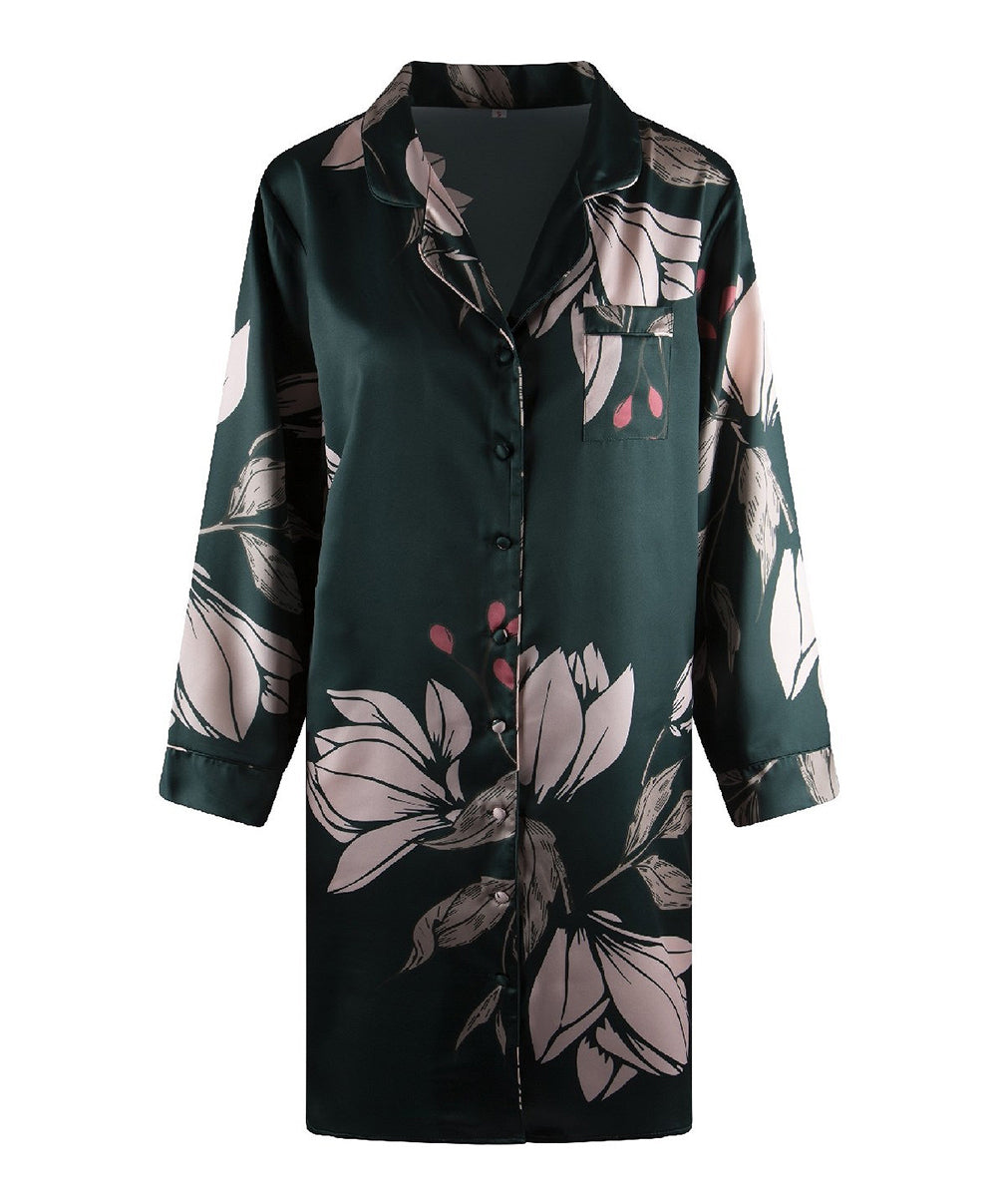 Chemise de nuit satin imprimé fleurs Lingadore 7620-17-PRINT