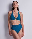 Culotte maillot de bain taille haute Aubade Bain Secret Laguna teal bleu canard 2T24-TEAL