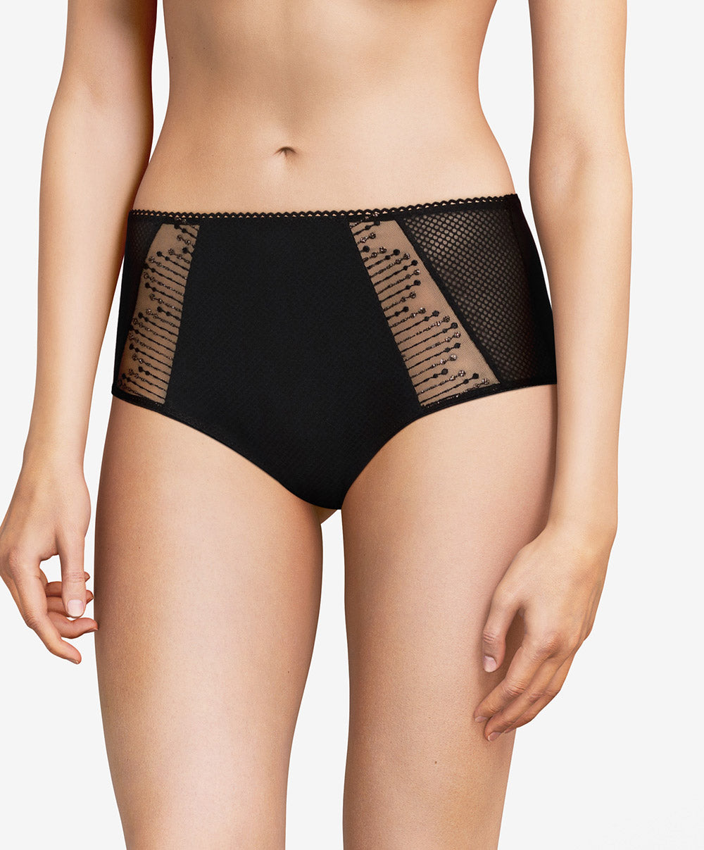 Culotte maintien taille haute Chantelle Luminesce noir or C19K80-0A1