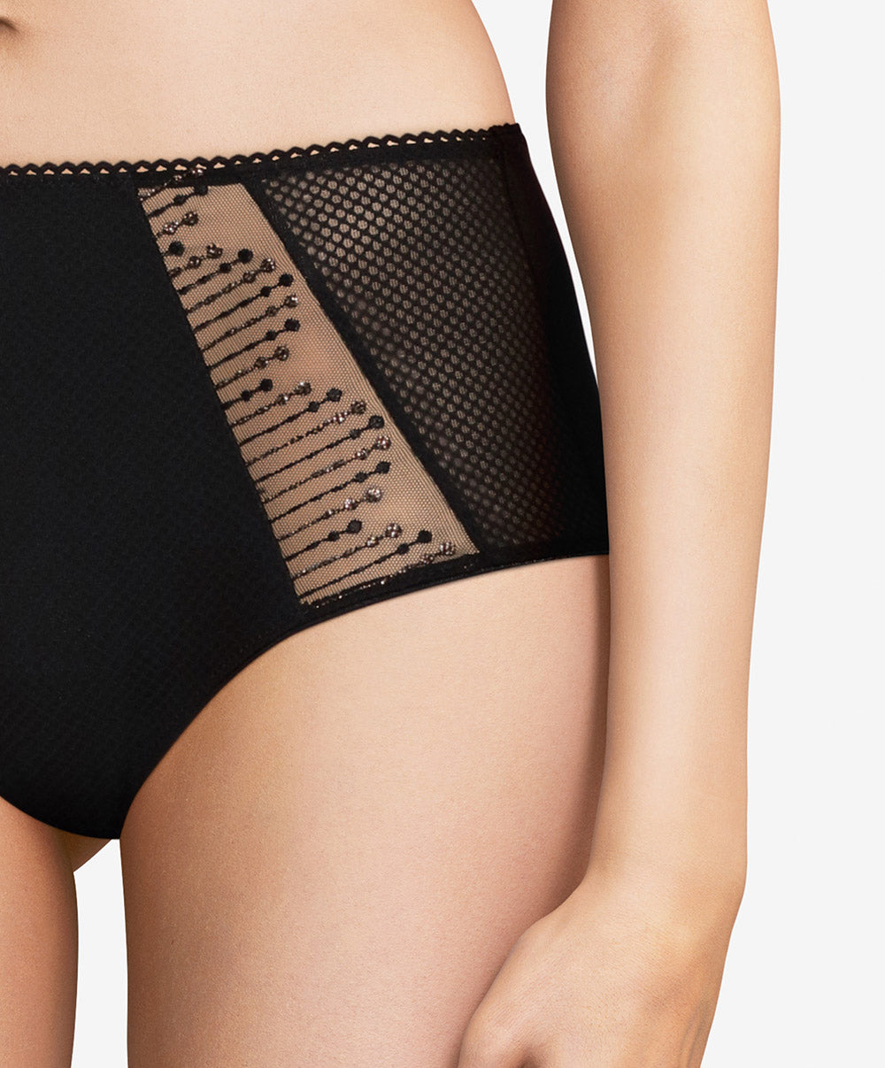 Culotte maintien taille haute Chantelle Luminesce noir or C19K80-0A1